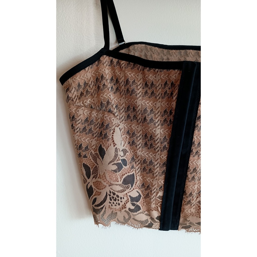 Aerie Lace Corset Bra Top Sz L NWT Tan Black Bustier Crop - Picture 3 of 10